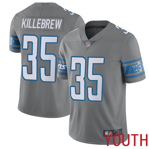 Detroit Lions Limited Steel Youth Miles Killebrew Jersey NFL Football #35 Rush Vapor Untouchable->youth nfl jersey->Youth Jersey